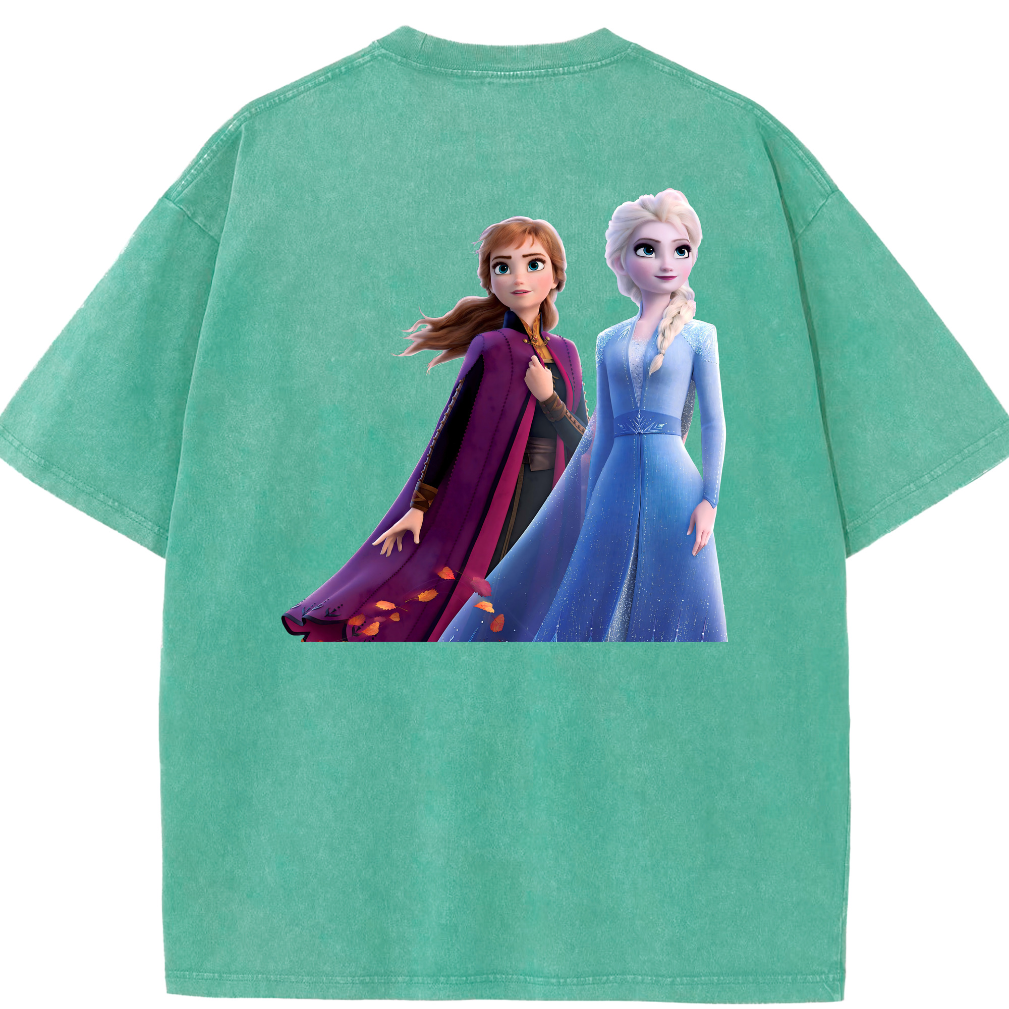 （画像用） アナと雪の女王 アンナ エルサ Frozen Anna Elsa 綿100% ヴィンテージ風 半袖Tシャツ（背面プリント）